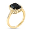 Thumbnail Image 3 of EFFY™ Collection Cushion-Cut Onyx with 1/4 CT. T.W. Baguette and Round Diamond Frame Ring in 14K Gold