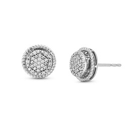 1/5 CT. T.W. Multi-Diamond Rope-Textured Frame Stud Earrings in 10K White Gold
