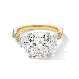 5-1/3 CT. T.W. Cushion-Cut and Half-Moon Certified Lab-Grown Diamond Three Stone Engagement Ring in 14K Gold (F/VS2)