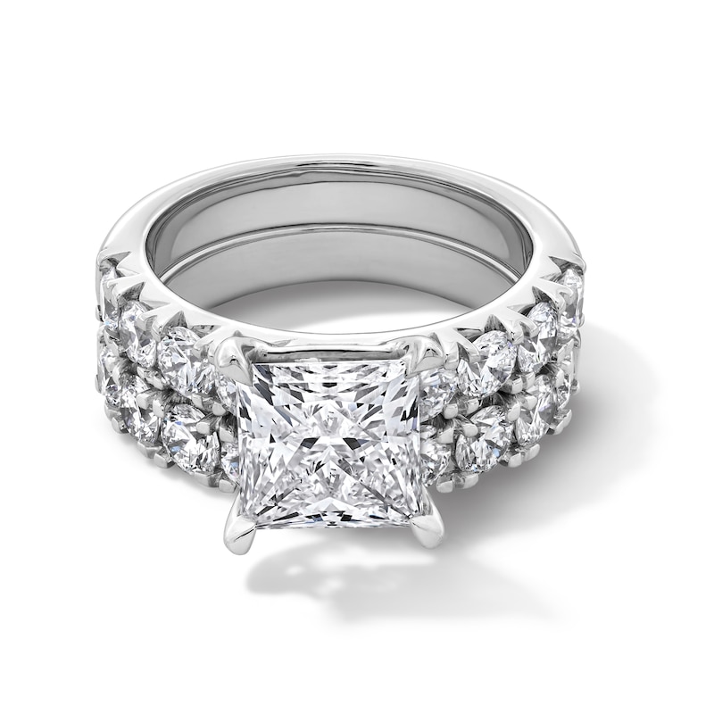 Main Image 1 of Grand Opulence 5-1/2 CT. T.W. Princess-Cut Certified Lab-Grown Diamond Bridal Set in 14K White Gold (F/VS2)