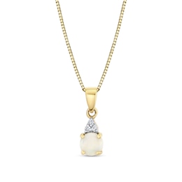 5.0mm Opal and Diamond Accent Tri-Top Pendant in 14K Gold