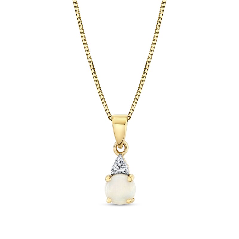 Main Image 1 of 5.0mm Opal and Diamond Accent Tri-Top Pendant in 14K Gold