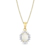 Thumbnail Image 1 of Oval Opal and 1/5 CT. T.W. Diamond Alternating Sunburst Frame Pendant in 10K Gold