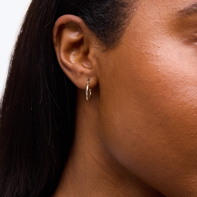 Main Image 2 of 15.0mm Slant Trio Hoop Earrings in Hollow 14K Tri-Tone Gold