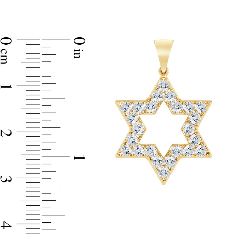 Main Image 4 of 1-3/8 CT. T.W. Diamond Star of David Necklace Charm in 10K Gold