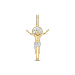 1/3 CT. T.W. Diamond Jesus Raised on the Cross Necklace Charm in 10K Gold