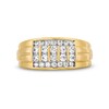 Thumbnail Image 3 of 3/4 CT. T.W. Diamond Duo Multi-Row Grooved Shank Ring in 10K Gold