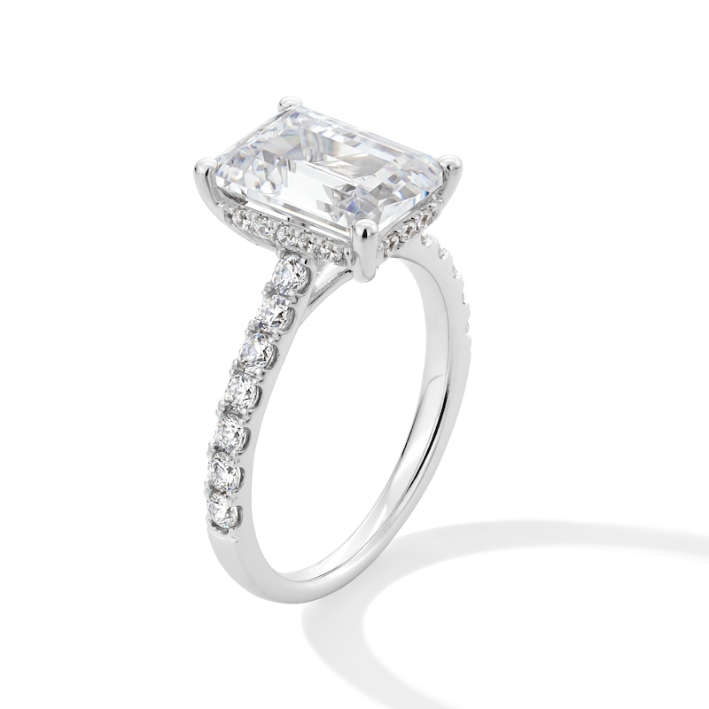 Main Image 2 of 4-1/2 CT. T.W. Emerald-Cut Certified Lab-Grown Diamond Engagement Ring in 14K White Gold (F/SI2)
