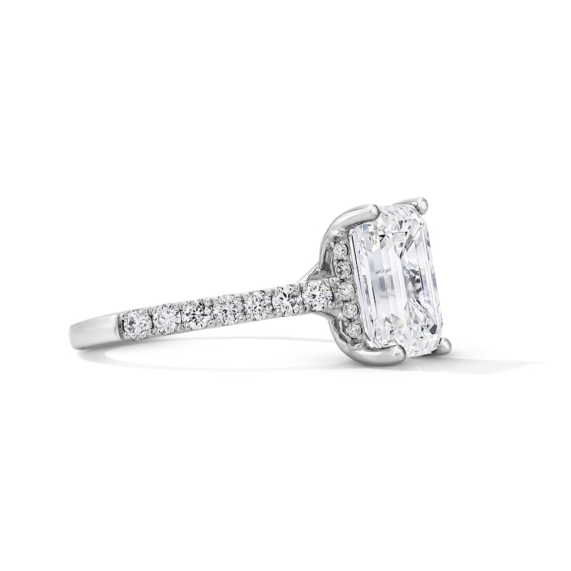 Main Image 4 of 4-1/2 CT. T.W. Emerald-Cut Certified Lab-Grown Diamond Engagement Ring in 14K White Gold (F/SI2)