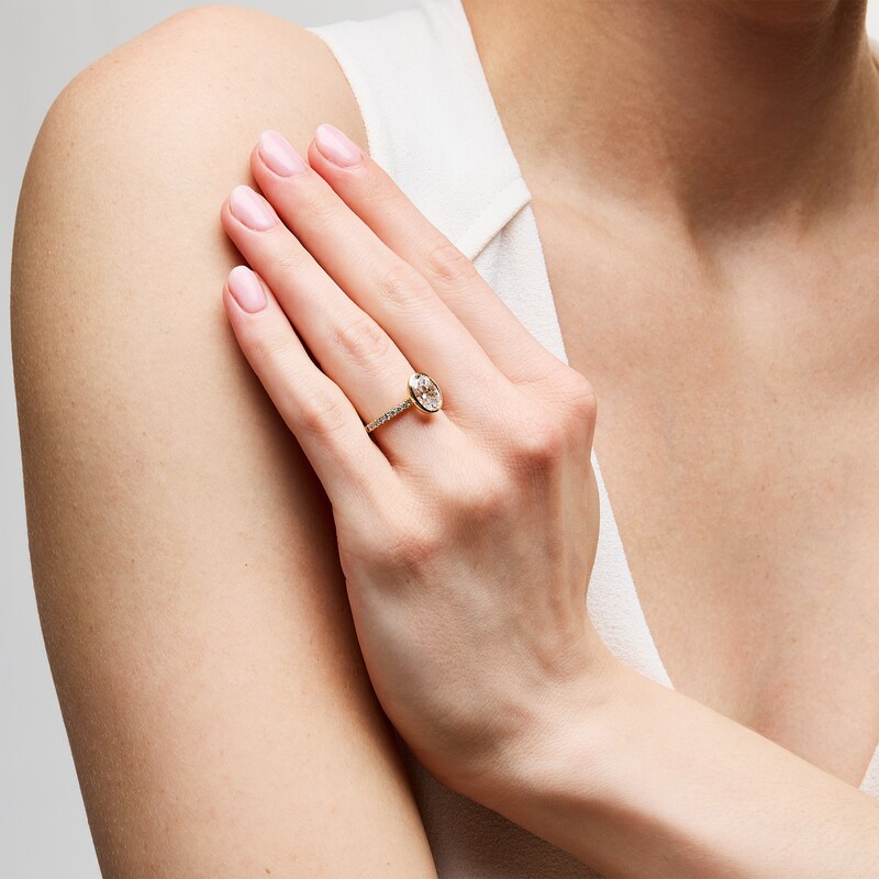 Main Image 2 of 2-1/4 CT. T.W. Oval Certified Lab-Grown Diamond Bezel-Set Engagement Ring in 14K Gold (F/VS2)