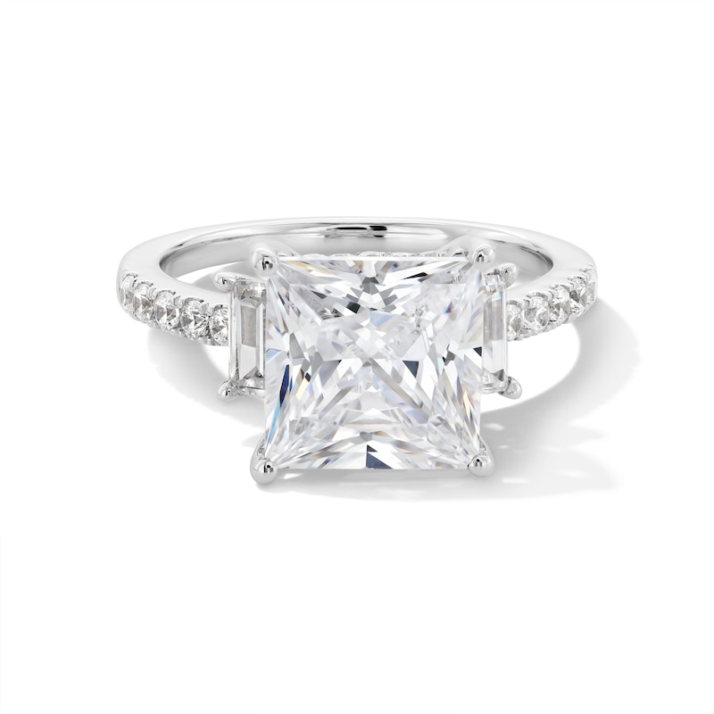 Main Image 1 of 4-3/4 CT. T.W. Princess-Cut Certified Lab-Grown Diamond Collar Engagement Ring in 14K White Gold (F/SI2)