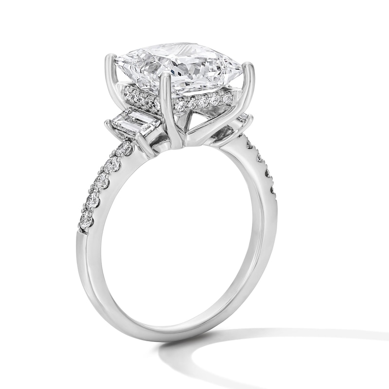 Main Image 5 of 4-3/4 CT. T.W. Princess-Cut Certified Lab-Grown Diamond Collar Engagement Ring in 14K White Gold (F/SI2)