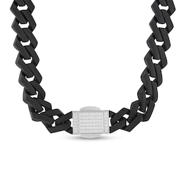 1/2 CT. T.W. Diamond Link Chain Bracelet in Solid Stainless Steel with Black Ion Plate - 8.5"