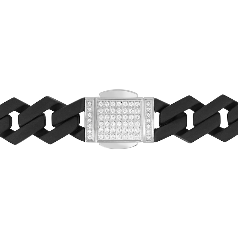 Main Image 3 of 1/2 CT. T.W. Diamond Link Chain Bracelet in Solid Stainless Steel with Black Ion Plate - 8.5"