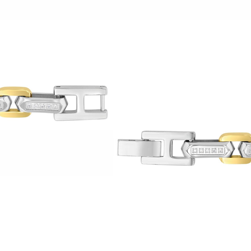 Main Image 3 of 1/3 CT. T.W. Diamond Link Bracelet in Solid Stainless Steel and Yellow Ion Plate - 8.5"
