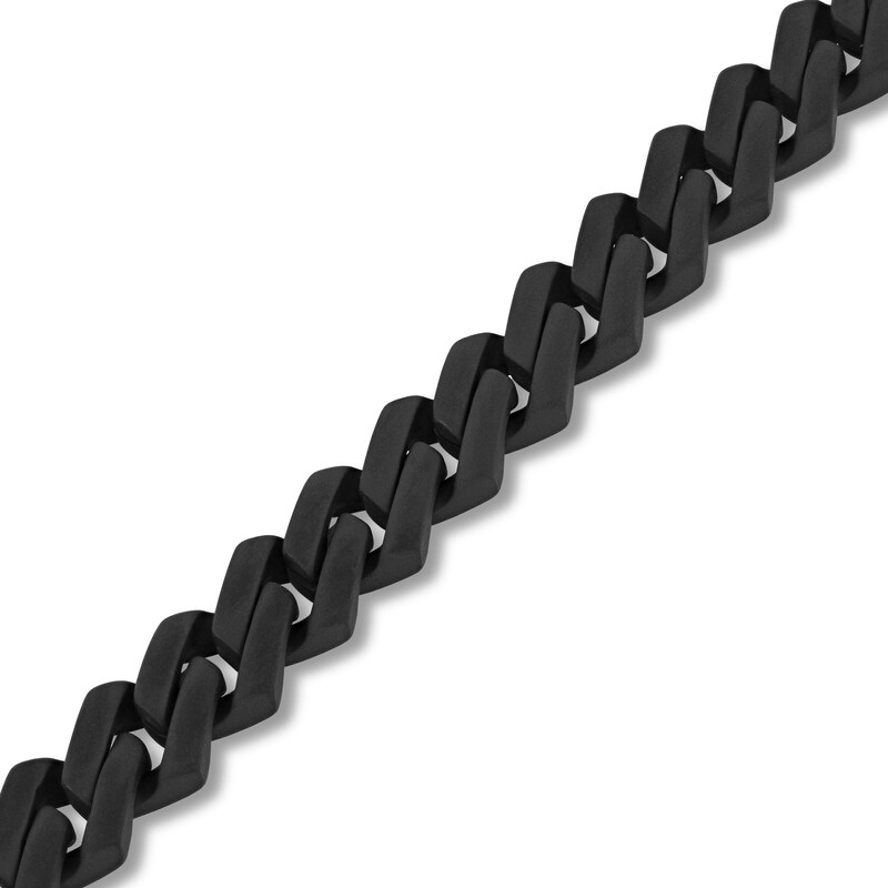 Main Image 2 of 1/2 CT. T.W. Diamond Link Chain Necklace in Solid Stainless Steel with Black Ion Plate - 20"