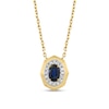 Thumbnail Image 1 of EFFY™ Collection Oval Blue Sapphire and 1/15 CT. T.W. Diamond Frame Pendant in 14K Gold