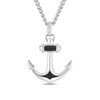 Thumbnail Image 1 of 1/15 CT. T.W. Black Diamond Anchor Pendant in Stainless Steel - 24”