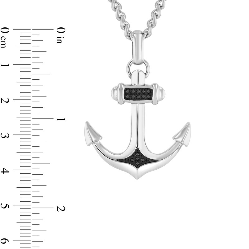 Main Image 4 of 1/15 CT. T.W. Black Diamond Anchor Pendant in Stainless Steel - 24”