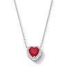 Thumbnail Image 1 of 8.0mm Heart-Shaped Lab-Created Ruby and White Lab-Created Sapphire Frame Necklace in Sterling Silver