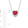 Thumbnail Image 2 of 8.0mm Heart-Shaped Lab-Created Ruby and White Lab-Created Sapphire Frame Necklace in Sterling Silver