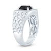 Thumbnail Image 2 of Men’s Emerald-Cut Onyx and 1/5 CT. T.W. Diamond Frame Nugget Ring in 10K White Gold - Size 10