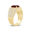 Thumbnail Image 2 of Men’s Emerald-Cut Lab-Created Ruby and 1 CT. T.W Certified Lab-Grown Diamond Multi-Row Shank Ring in 10K Gold