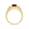 Thumbnail Image 4 of Men’s Emerald-Cut Lab-Created Ruby and 1 CT. T.W Certified Lab-Grown Diamond Multi-Row Shank Ring in 10K Gold