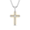 Thumbnail Image 1 of 1/2 CT. T.W. Diamond Cross Pendant in Stainless Steel and Yellow Ion Plate - 24"