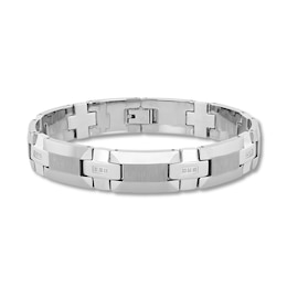 1/8 CT. T.W. Diamond Cross Link Bracelet in Solid Stainless Steel and Tungsten - 8.5"