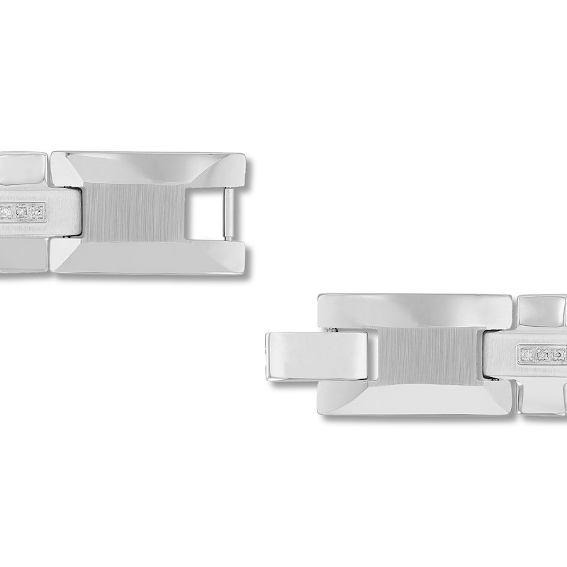 Main Image 3 of 1/8 CT. T.W. Diamond Cross Link Bracelet in Solid Stainless Steel and Tungsten - 8.5"