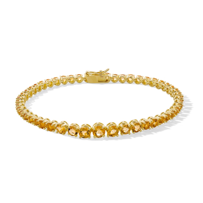 Main Image 1 of Graduated Citrine Tennis Bracelet in Sterling Silver with 18K Gold Plate - 7.25"