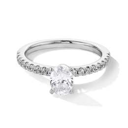 1 CT. T.W. Oval Certified Lab-Grown Diamond Engagement Ring in 14K White Gold (F/SI2)