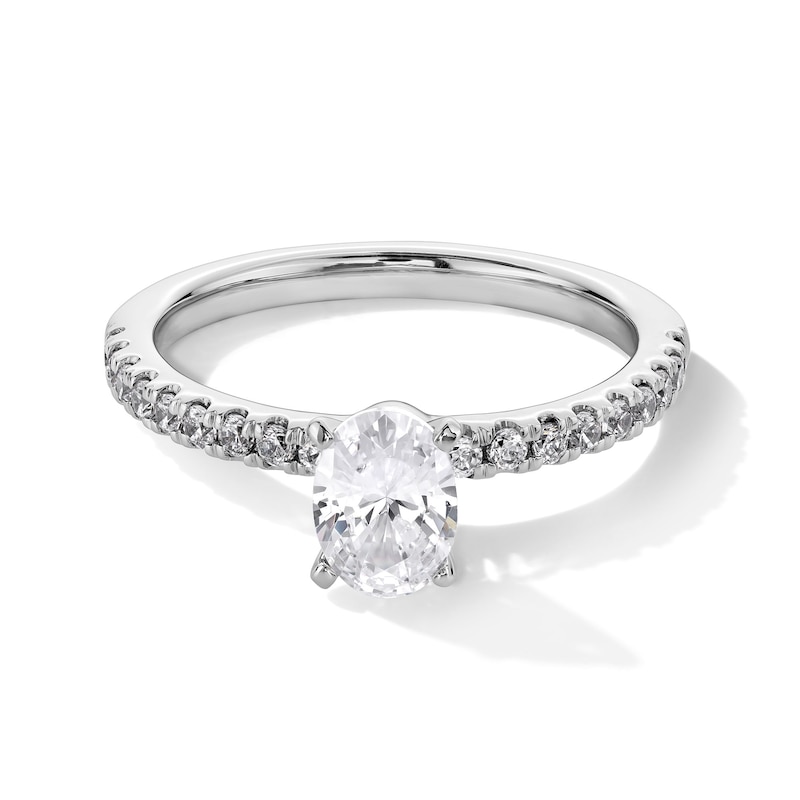Main Image 1 of 1 CT. T.W. Oval Certified Lab-Grown Diamond Engagement Ring in 14K White Gold (F/SI2)