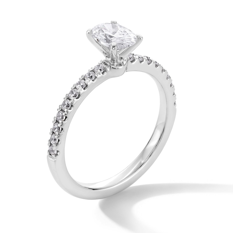 Main Image 3 of 1 CT. T.W. Oval Certified Lab-Grown Diamond Engagement Ring in 14K White Gold (F/SI2)