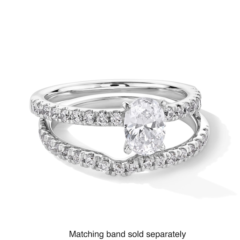 Main Image 4 of 1 CT. T.W. Oval Certified Lab-Grown Diamond Engagement Ring in 14K White Gold (F/SI2)