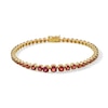 Thumbnail Image 1 of Graduated Garnet Tennis Bracelet in Sterling Silver with 18K Gold Plate - 7.25"