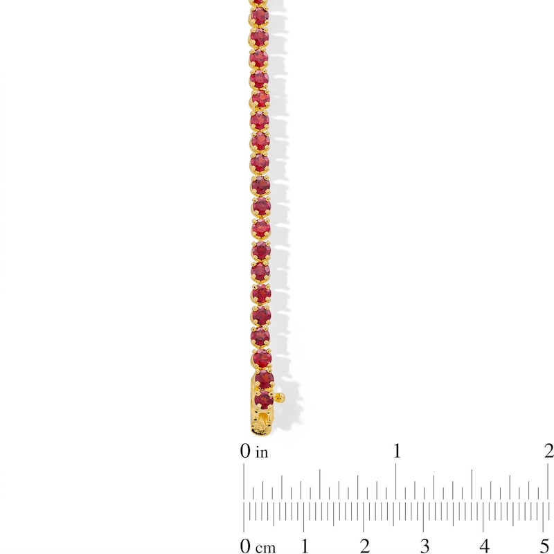 Main Image 3 of Graduated Garnet Tennis Bracelet in Sterling Silver with 18K Gold Plate - 7.25"