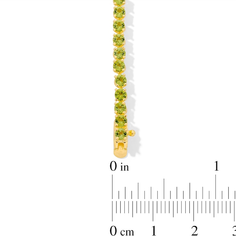 Main Image 3 of Graduated Peridot Tennis Bracelet in Sterling Silver with 18K Gold Plate - 7.25"