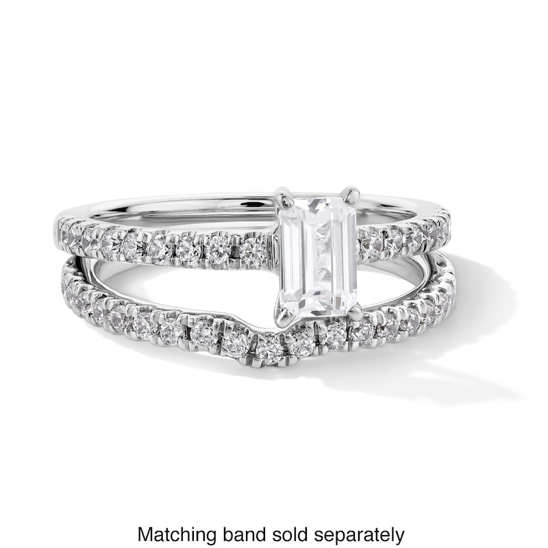 Main Image 4 of 1 CT. T.W. Emerald-Cut Certified Lab-Grown Diamond Engagement Ring in 14K White Gold (F/SI2)