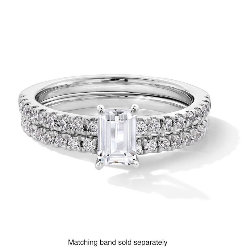 Main Image 5 of 1 CT. T.W. Emerald-Cut Certified Lab-Grown Diamond Engagement Ring in 14K White Gold (F/SI2)