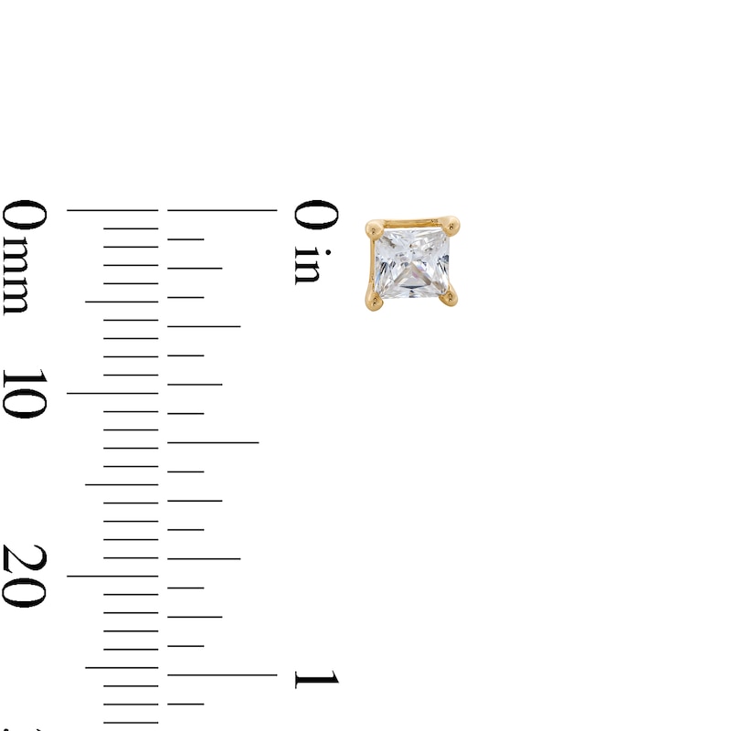 Main Image 3 of 1 CT. T.W. Princess-Cut Certified Lab-Grown Diamond Solitaire Stud Earrings in 14K Gold (F/SI2)