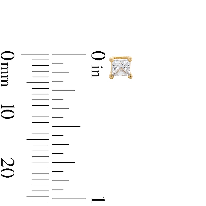 Main Image 3 of 1/2 CT. T.W. Princess-Cut Certified Lab-Grown Diamond Solitaire Stud Earrings in 14K Gold (F/SI2)