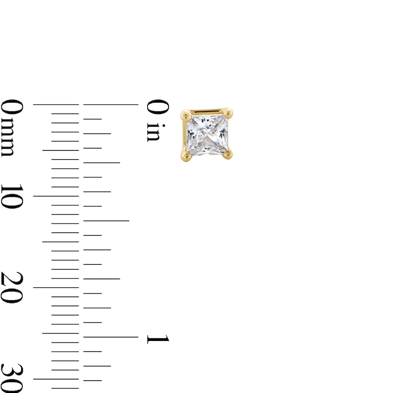 Main Image 3 of 1-1/2 CT. T.W. Princess-Cut Certified Lab-Grown Diamond Solitaire Stud Earrings in 14K Gold (F/SI2)