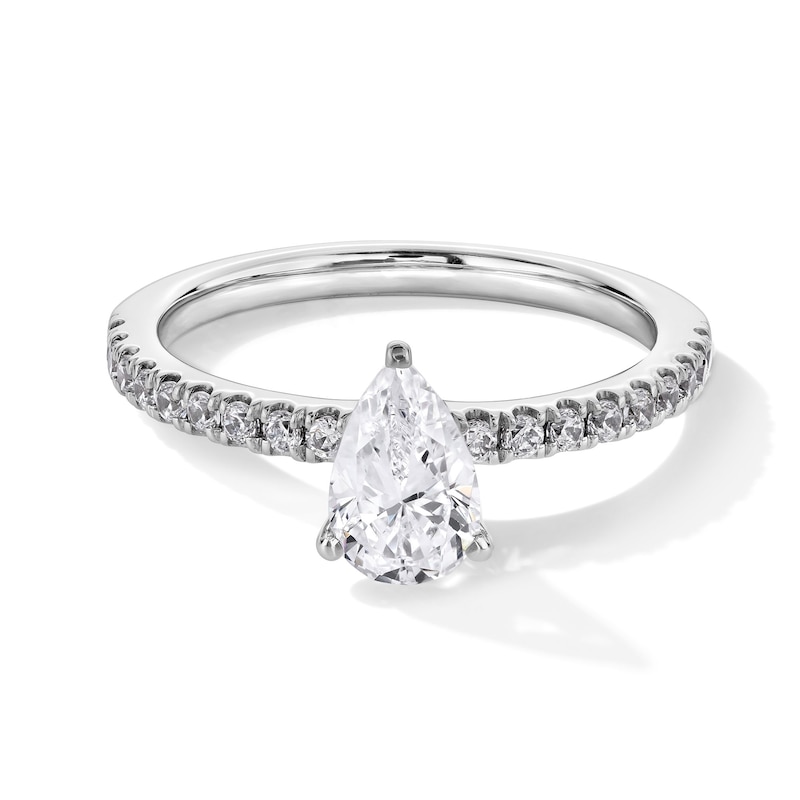 Main Image 1 of 1 CT. T.W. Pear-Shaped Certified Lab-Grown Diamond Engagement Ring in 14K White Gold (F/SI2)