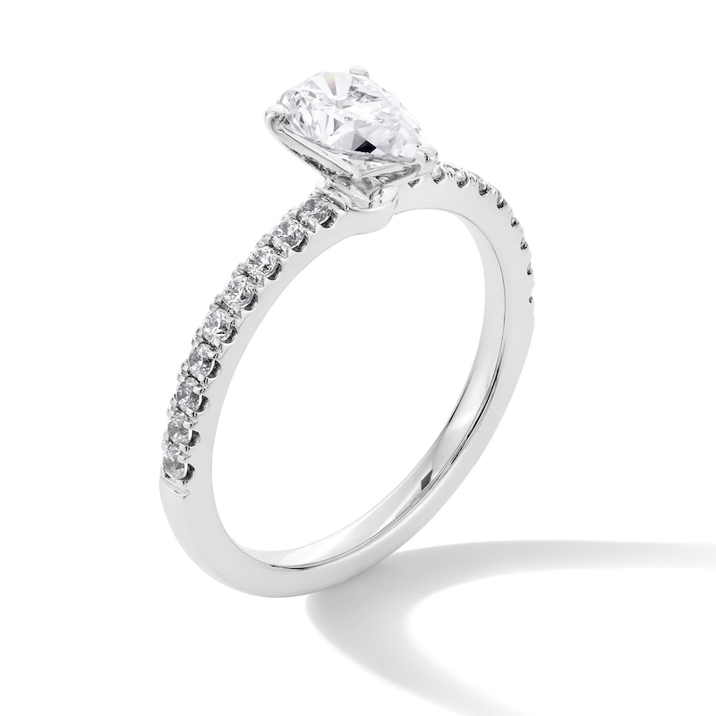 Main Image 3 of 1 CT. T.W. Pear-Shaped Certified Lab-Grown Diamond Engagement Ring in 14K White Gold (F/SI2)