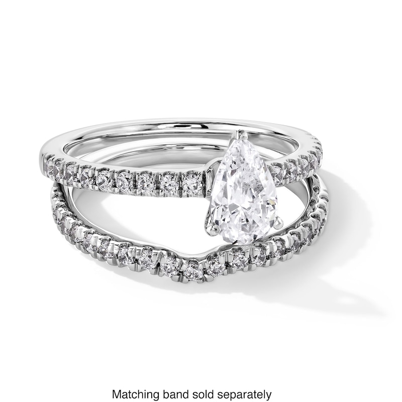 Main Image 4 of 1 CT. T.W. Pear-Shaped Certified Lab-Grown Diamond Engagement Ring in 14K White Gold (F/SI2)