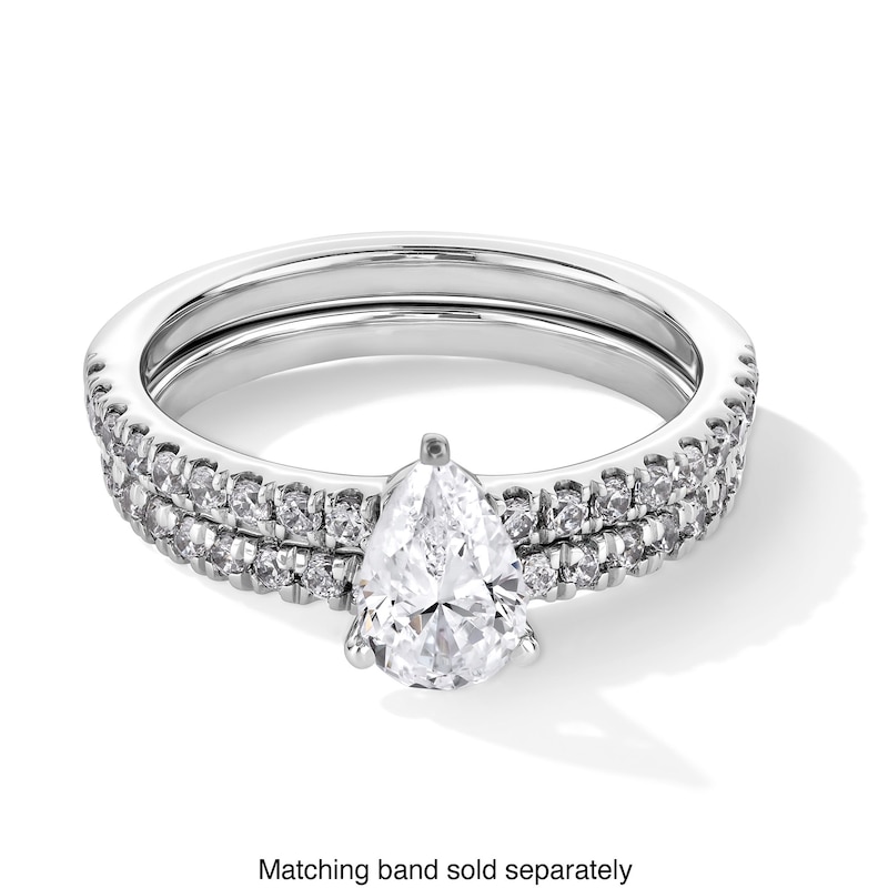 Main Image 5 of 1 CT. T.W. Pear-Shaped Certified Lab-Grown Diamond Engagement Ring in 14K White Gold (F/SI2)