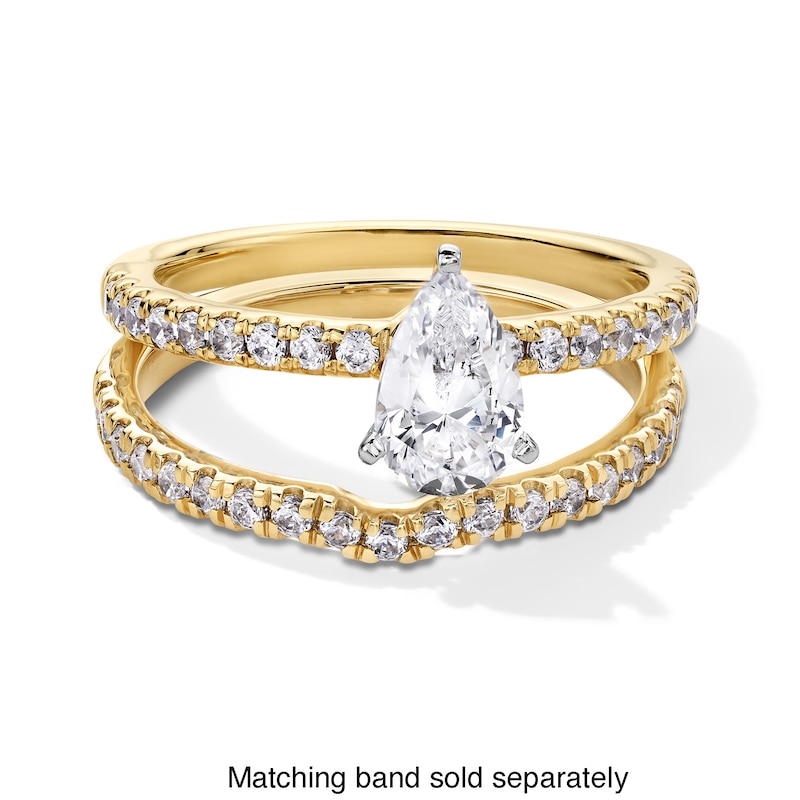 Main Image 4 of 1 CT. T.W. Pear-Shaped Certified Lab-Grown Diamond Engagement Ring in 14K Gold (F/SI2)