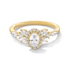 Thumbnail Image 1 of 1 CT. T.W. Oval Diamond Frame Leaf-Sides Vintage-Style Engagement Ring in 14K Gold